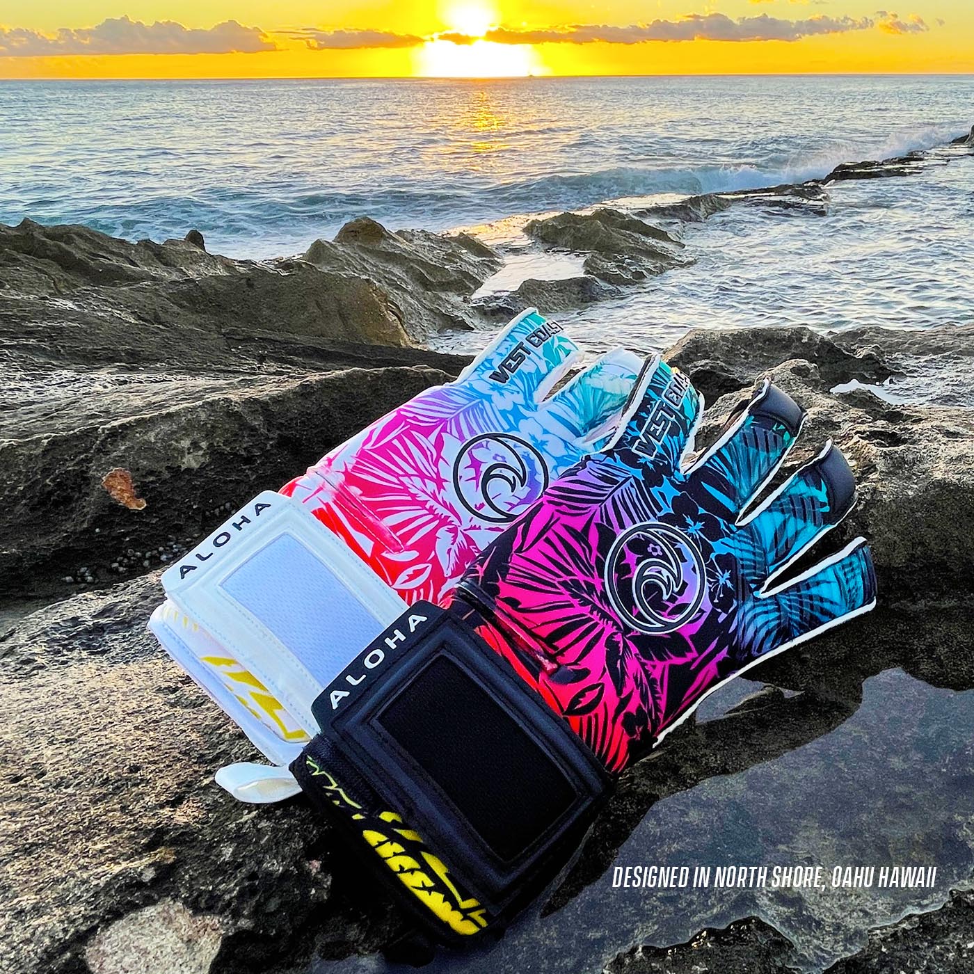 West Coast HELIX ™ Aloha White Goalkeeper Gloves