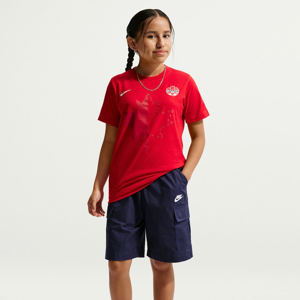 Canada Nike Fanwear Collection Big Kids’ Soccer Cotton Short-Sleeve T-Shirt