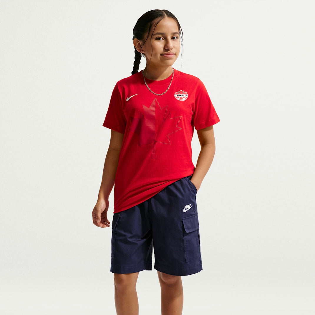 Canada Nike Fanwear Collection Big Kids’ Soccer Cotton Short-Sleeve T-Shirt