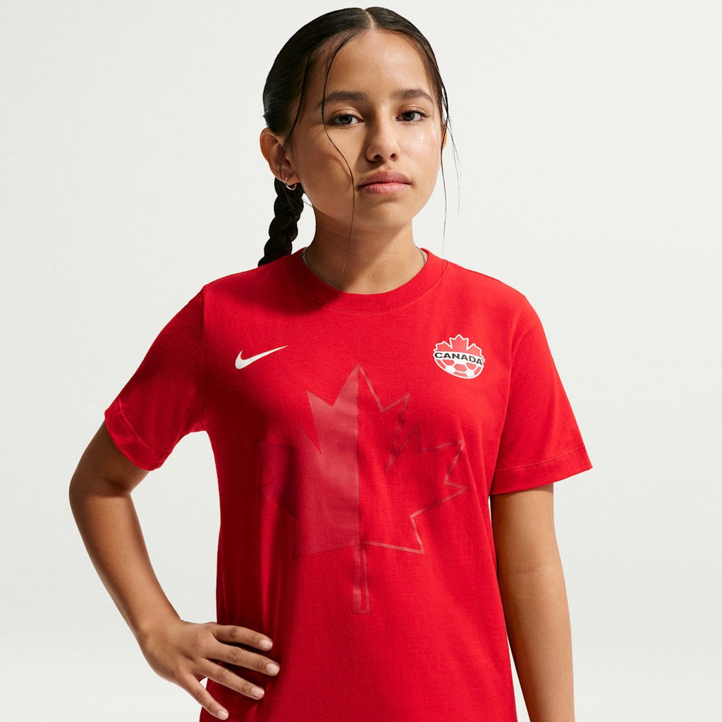 Canada Nike Fanwear Collection Big Kids’ Soccer Cotton Short-Sleeve T-Shirt