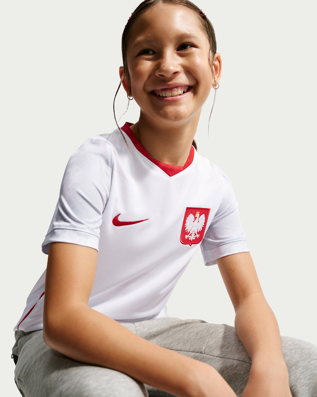 Poland 2026 Stadium Home Big Kids' Nike Dri-FIT Soccer Replica Jersey