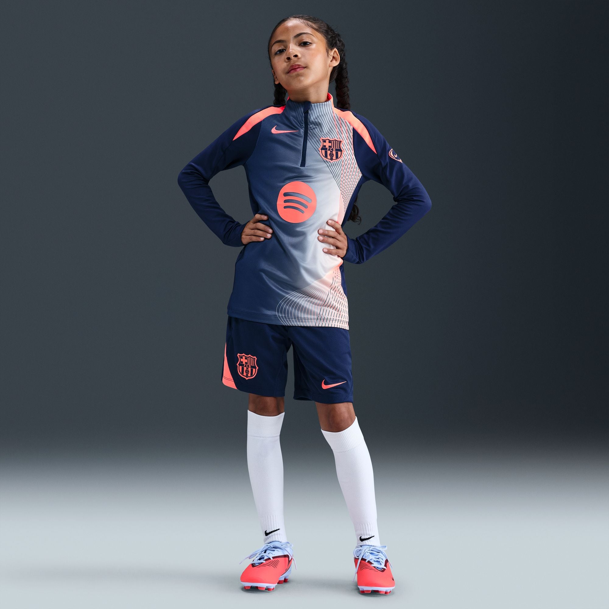 FC Barcelona Strike Third Big Kids' Nike Dri-FIT Total 90 Pre-Match Drill Top