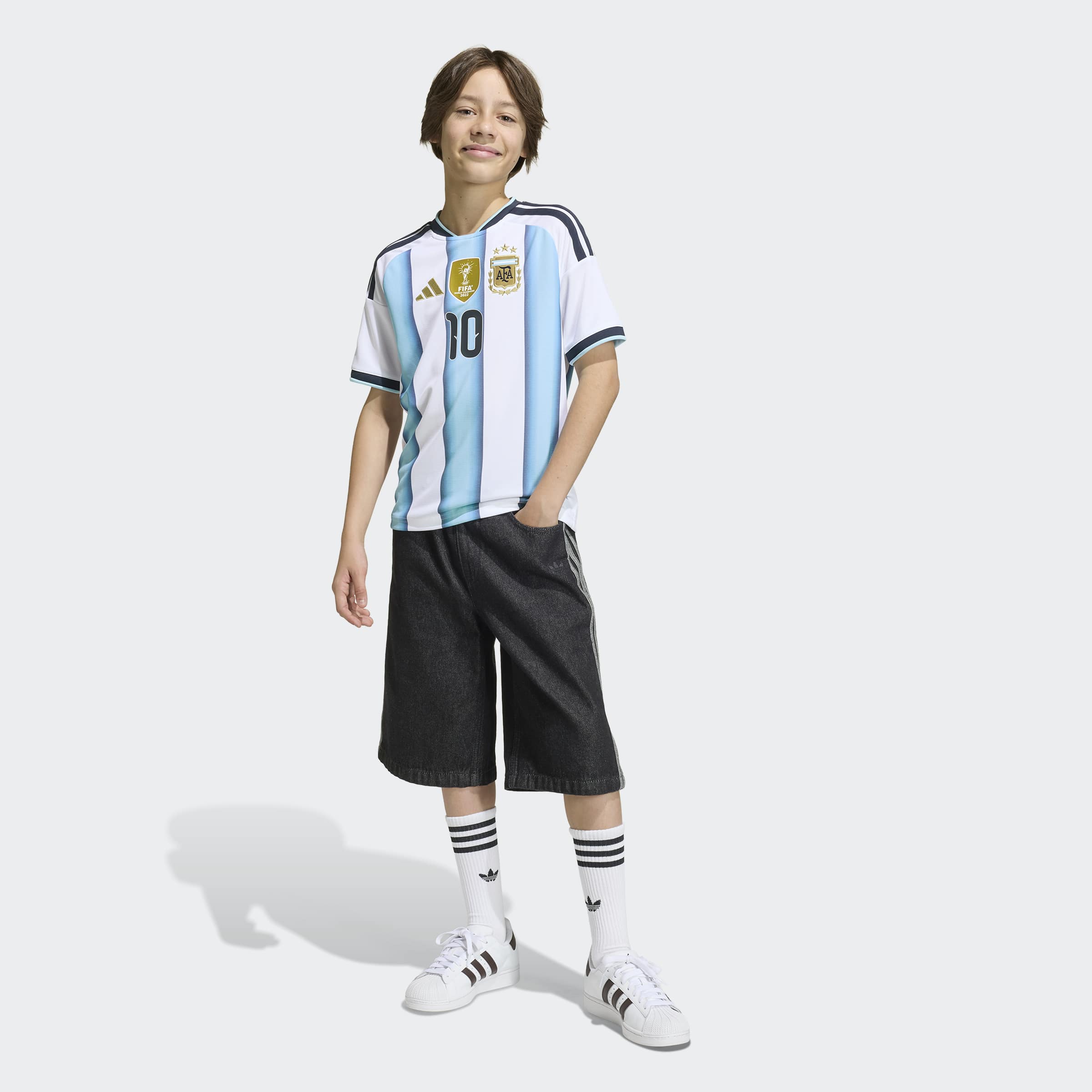 adidas Argentina 26 Home Replica Messi Kids Jersey